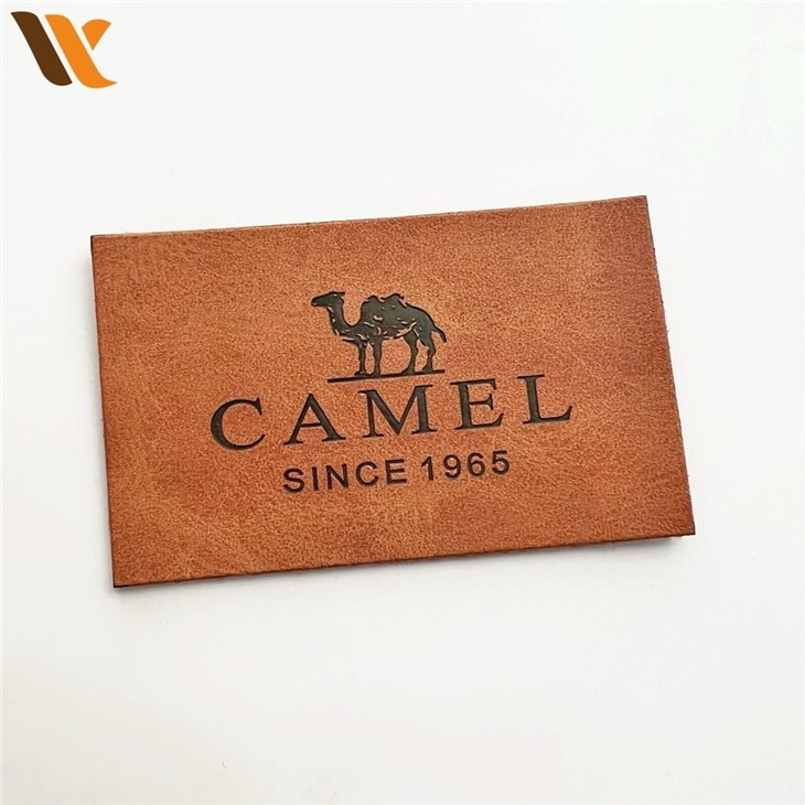 Custom Rectangular Brown Logo Leather Labels